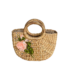 Square Round Neck Water Hyacinth Bag  1