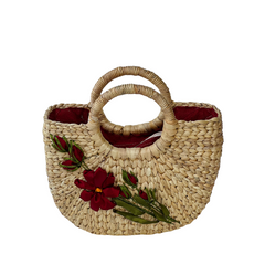 Square Round Neck Water Hyacinth Bag  1