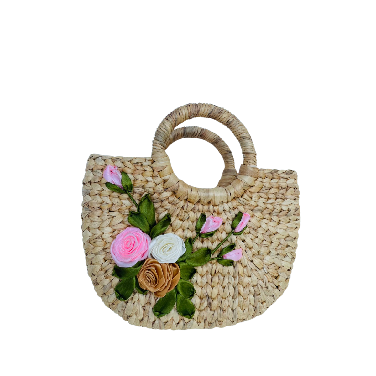 Square Round Neck Water Hyacinth Bag  1