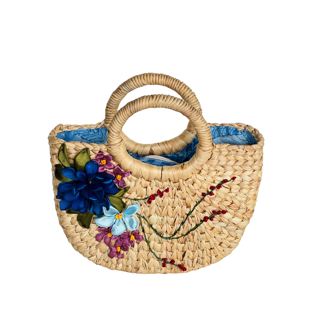 Square Round Neck Water Hyacinth Bag 2