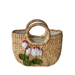 Square Round Neck Water Hyacinth Bag 2