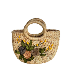 Square Round Neck Water Hyacinth Bag 2