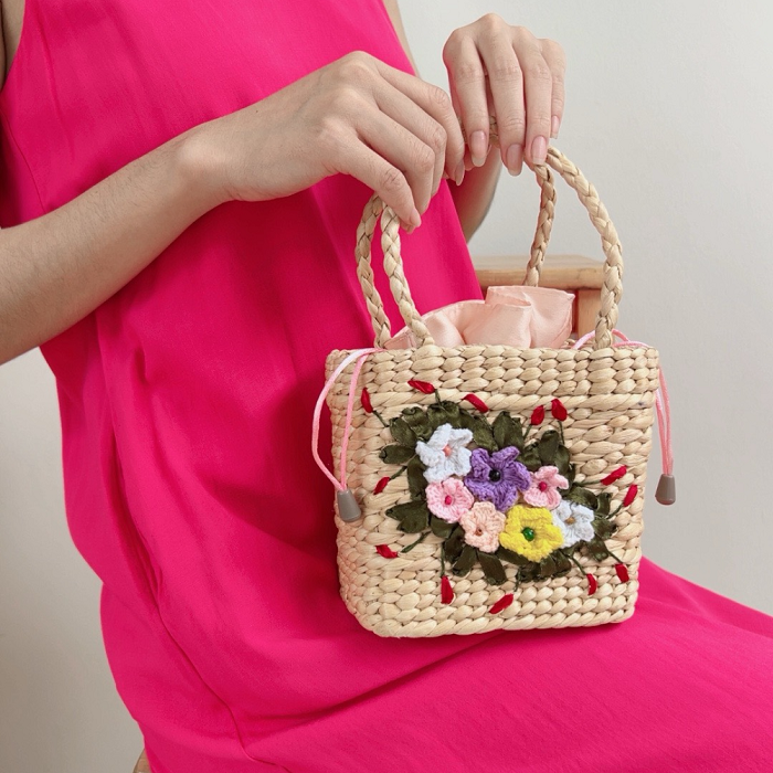 Square Water Hyacinth Bag