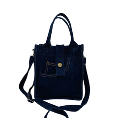 Handmade Upcycled Denim Standing Box Bag