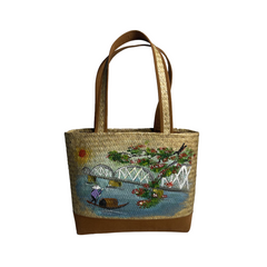 Straw Bag With Fabric Strap
