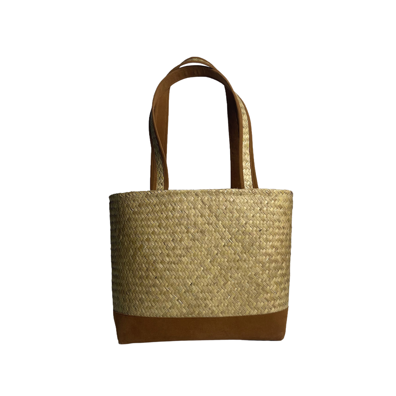 Straw Bag With Fabric Strap