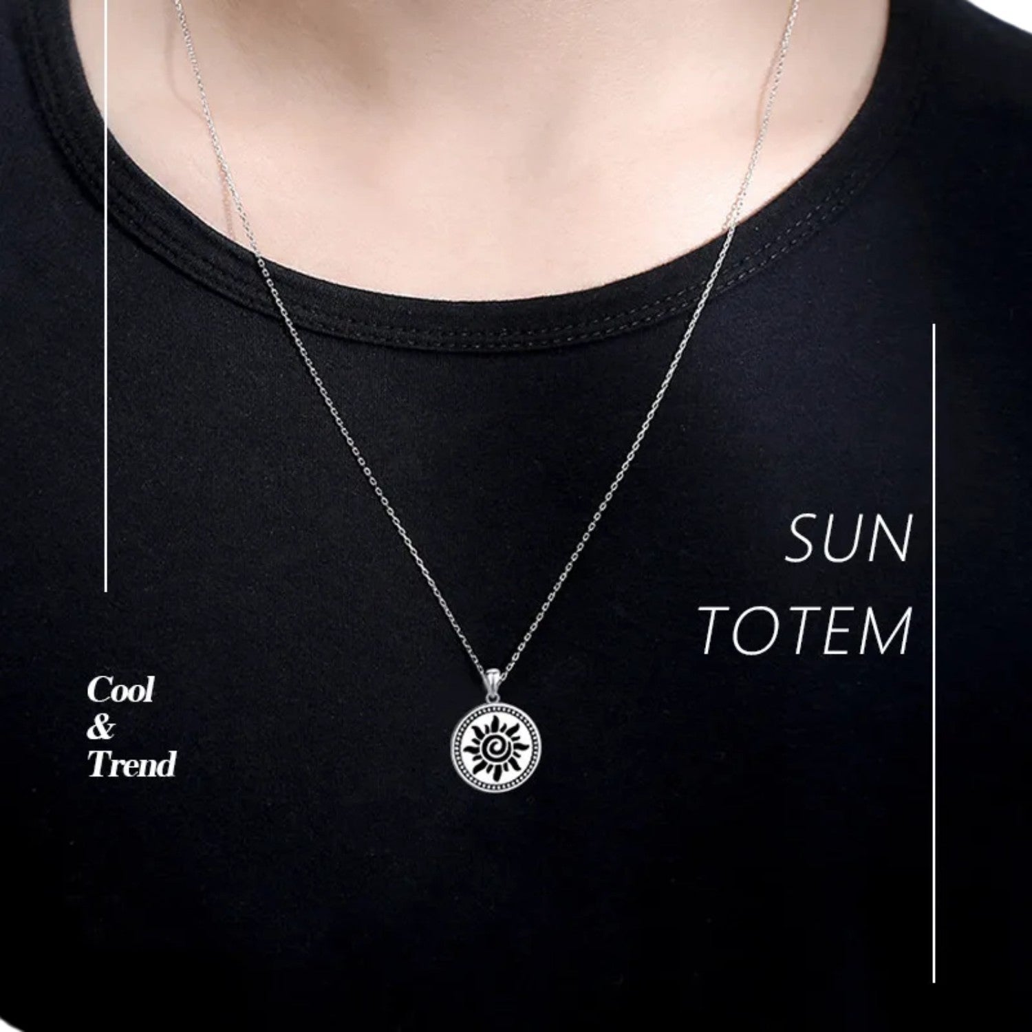 Sun-shaped Necklace For Men Handcrafted 925 Sterling Silver