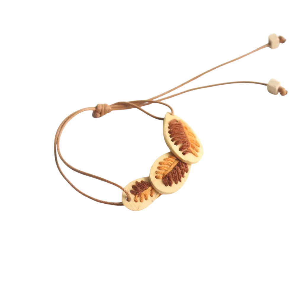 Three Leaf Bracelet With Embroidery