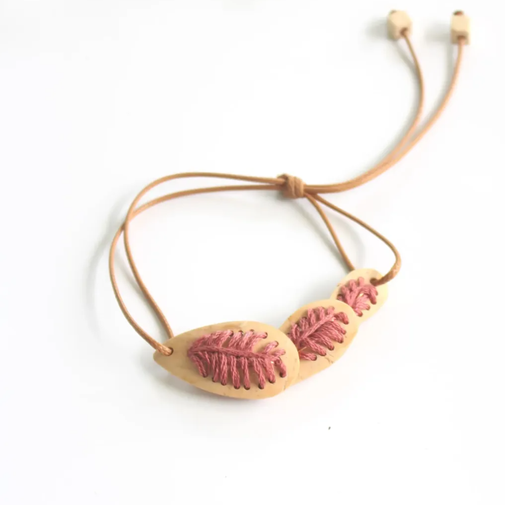 Three Leaf Bracelet With Embroidery