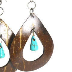 Turquoise Coconut Drop Earrings