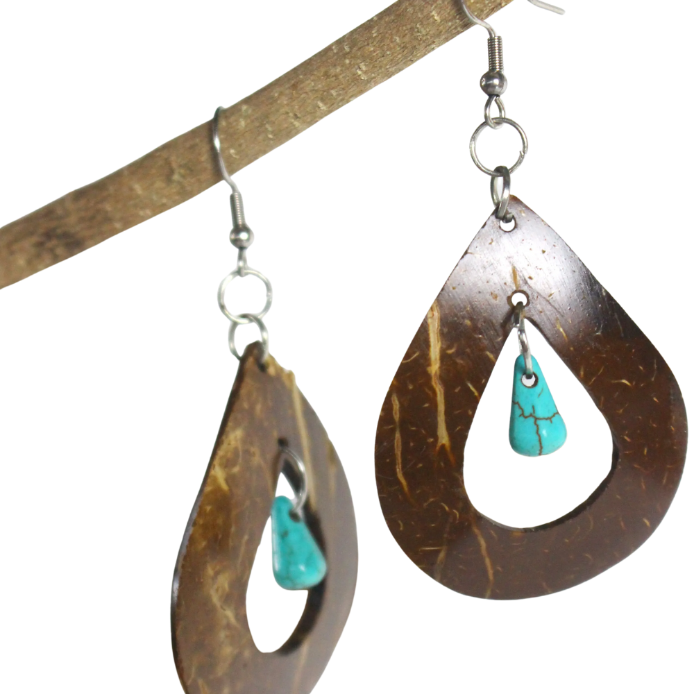 Turquoise Coconut Drop Earrings