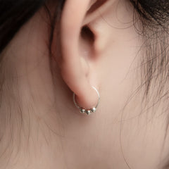 Three-Dot Hoop Earrings For Women Handcrafted 925 Sterling Silver
