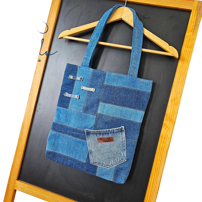 Handmade Upcycled Denim Tote Bag 1