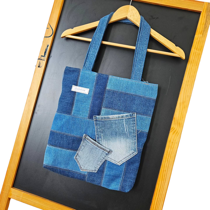 Handmade Upcycled Denim Tote Bag 1