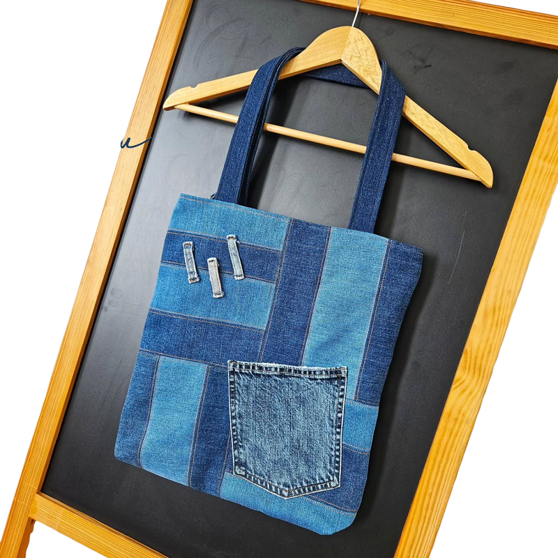 Handmade Upcycled Denim Tote Bag 1