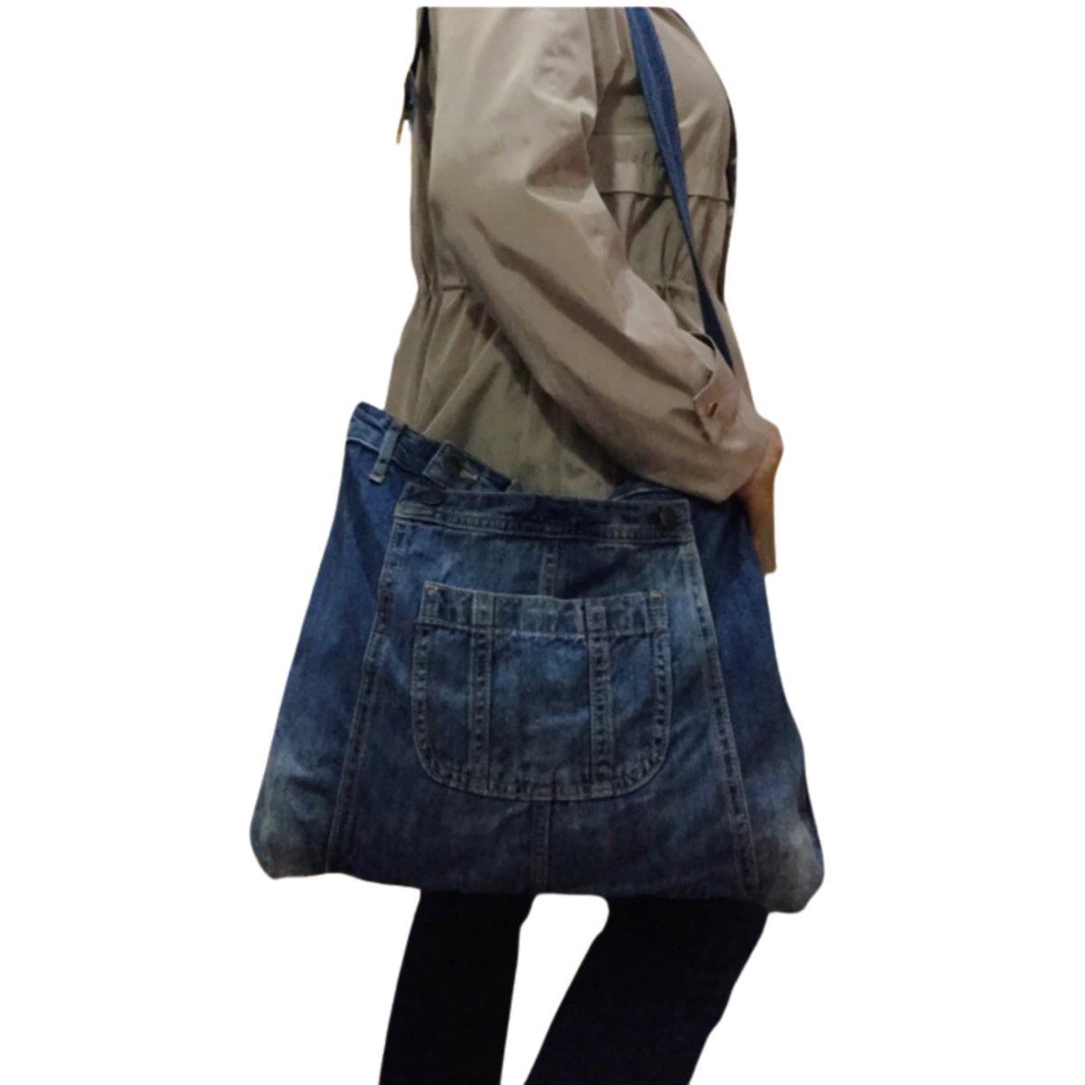 Handmade Upcycled Denim Travel Tote Bag