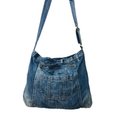 Handmade Upcycled Denim Travel Tote Bag
