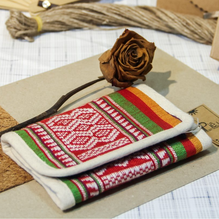 Tri Fold Hand-Woven Brocade Wallet