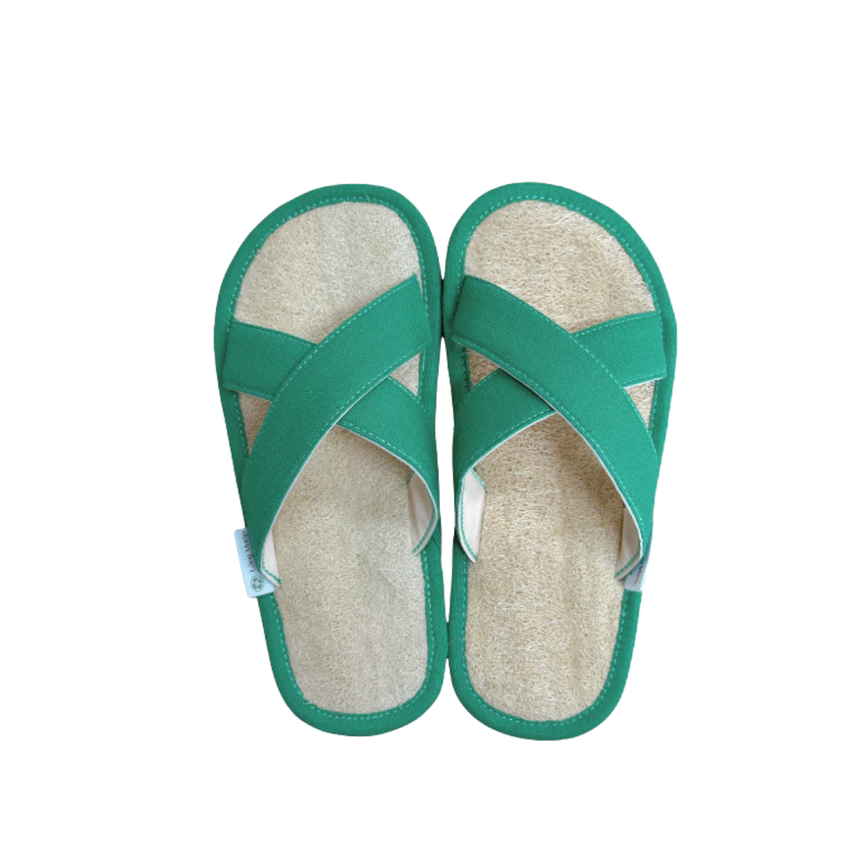 Turquoise loofah slippers (cross)