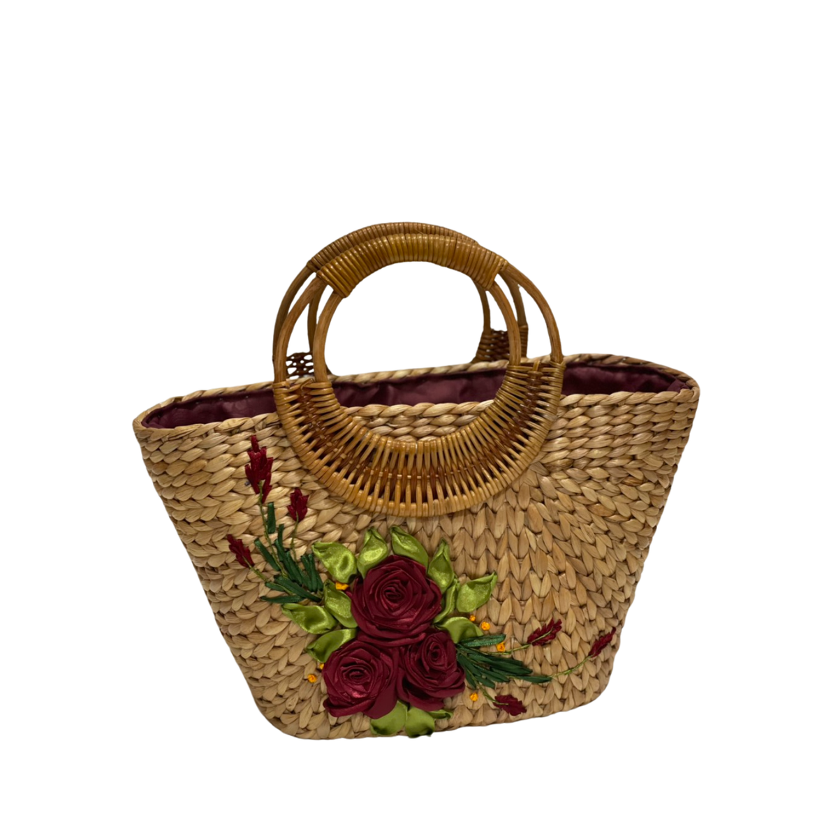 Water Hyacinth Gourd Bag With Rattan Handle 3