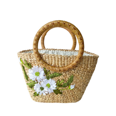 Water Hyacinth Gourd Bag With Rattan Handle 3