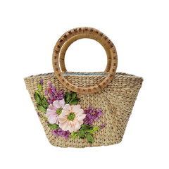 Water Hyacinth Gourd Bag With Rattan Handle 1