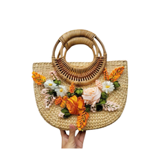 Water Hyacinth Bag Embroidered With Flowers 1