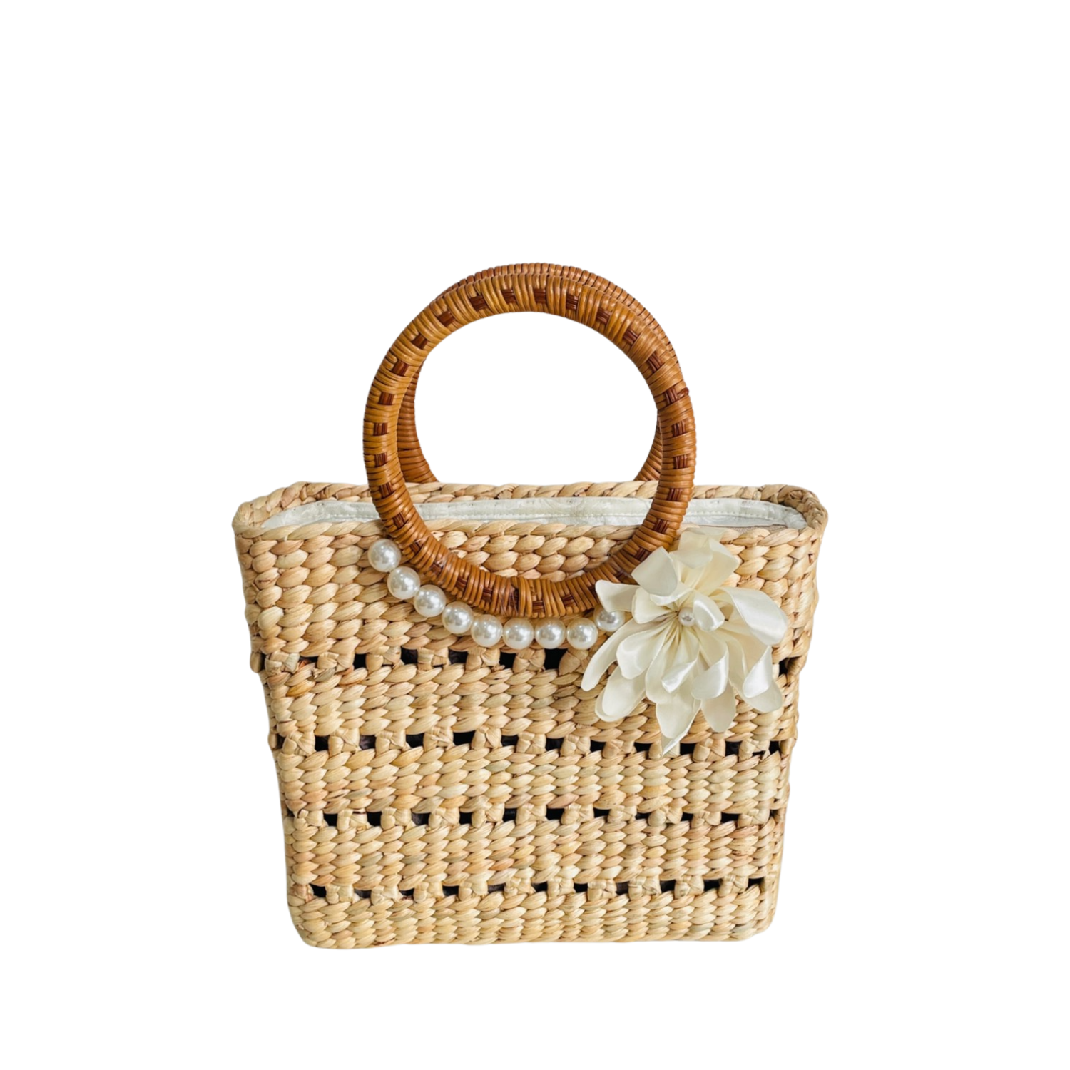 Water Hyacinth Bag With Rattan Handle 1