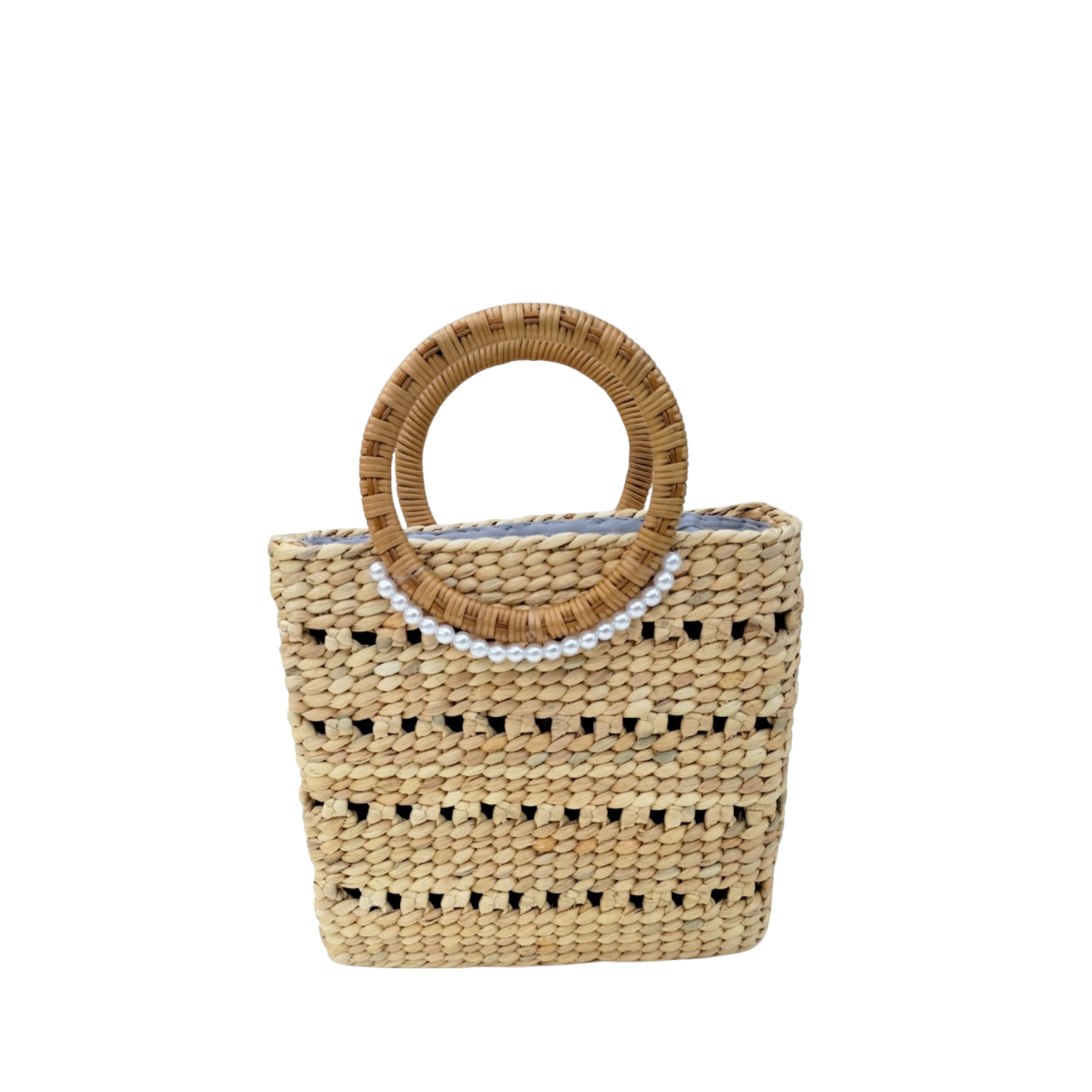 Water Hyacinth Bag With Rattan Handle 1