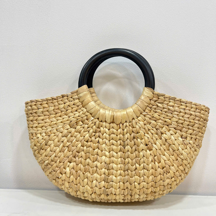 Water Hyacinth Bag With Wooden Handle 2