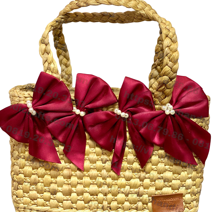 Water Hyacinth Bag with Red Bow