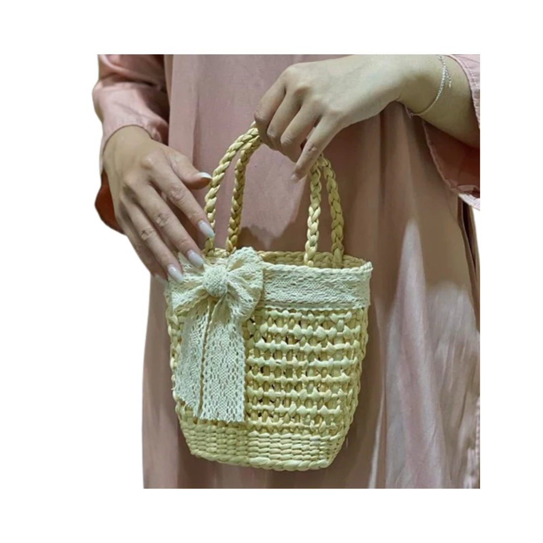 Water Hyacinth Handbag With Bow