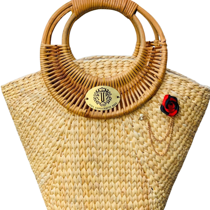 Water Hyacinth Bag With Rattan Handle