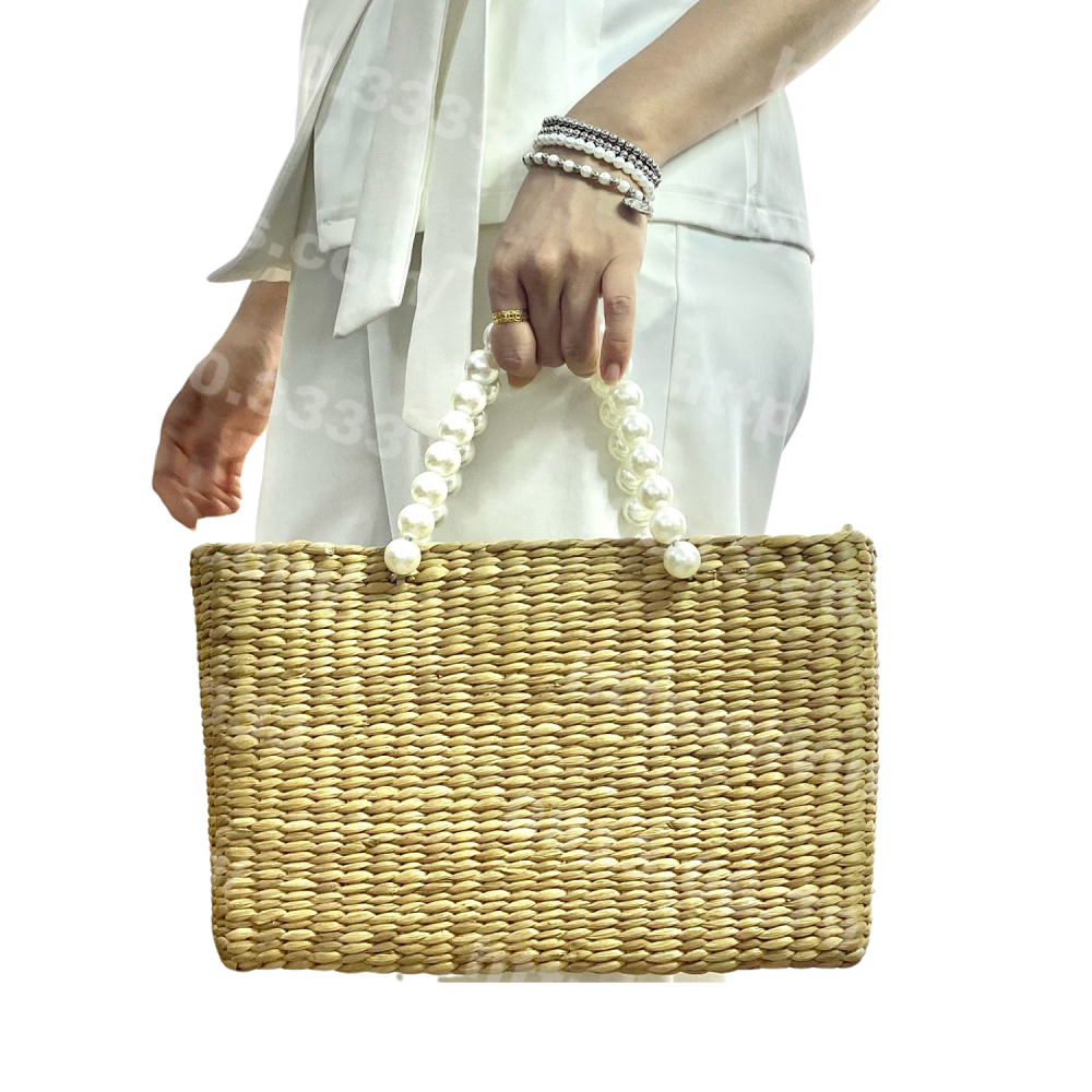 Water Hyacinth Bag With Jade Handle 2