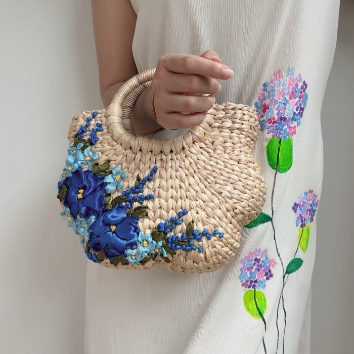 Water Hyacinth Bag With Pumpkin Handle 1
