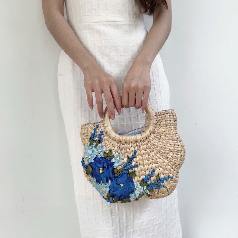 Water Hyacinth Bag With Pumpkin Handle 2