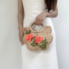 Water Hyacinth Bag With Pumpkin Handle 2