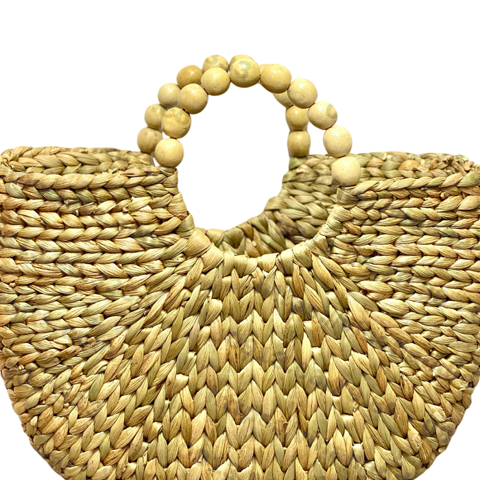 Water Hyacinth Bag With Wooden Handle 1
