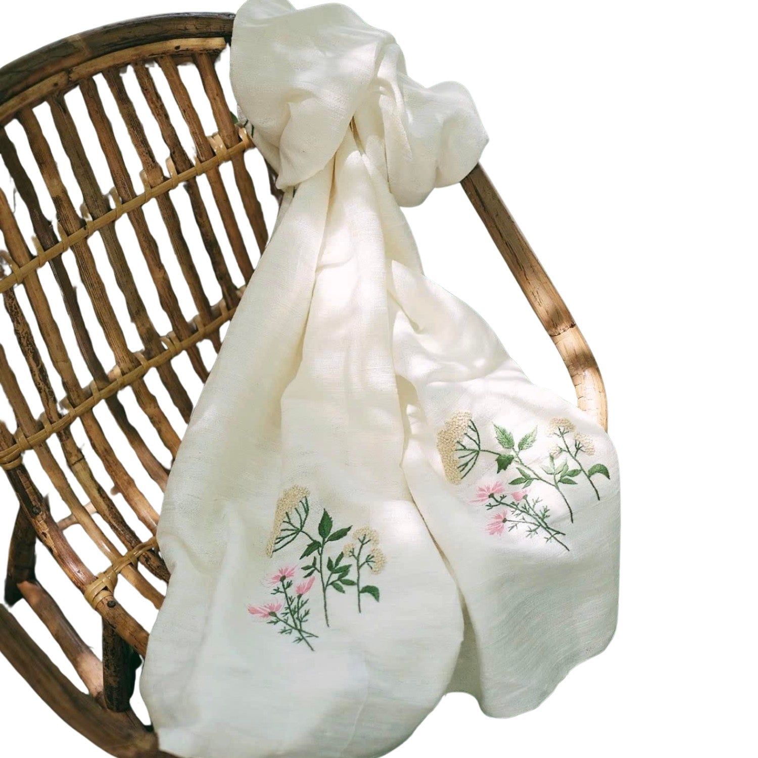 White Scarf Mulberry Silk Handcrafted