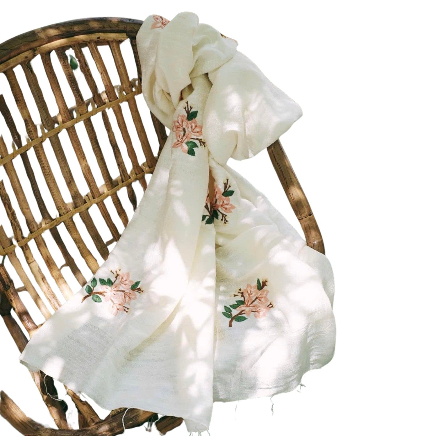 White Scarf Mulberry Silk Handcrafted