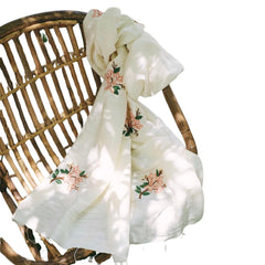 White Scarf Mulberry Silk Handcrafted