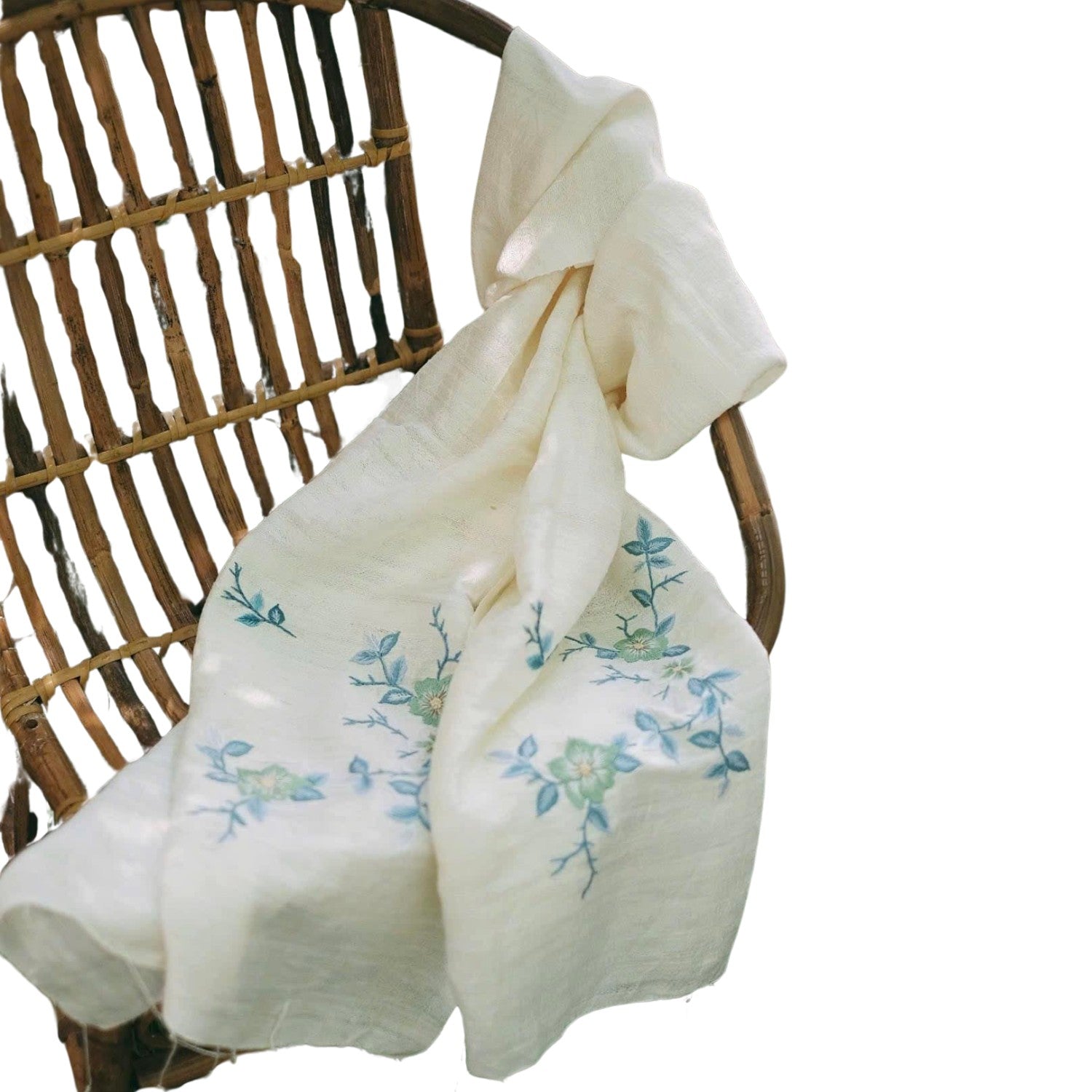 White Scarf Mulberry Silk Handcrafted