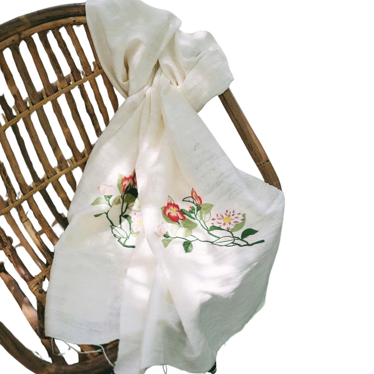 White Scarf Mulberry Silk Handcrafted