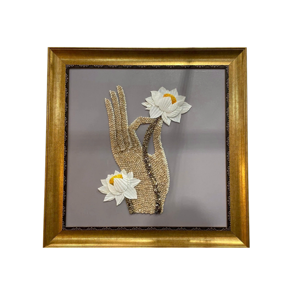 White Lotus Painting From Sea Snail