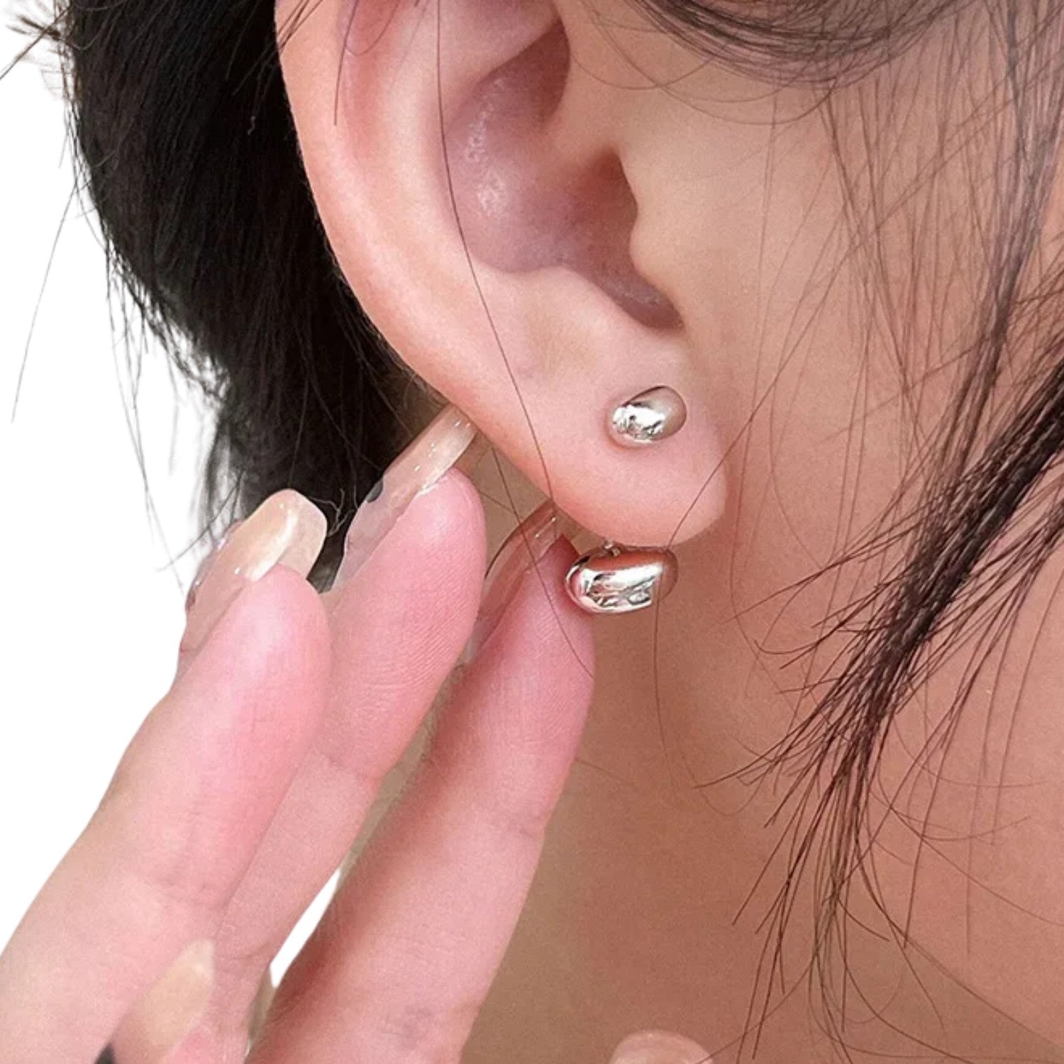Women's Bean-Shaped Earrings Handcrafted 925 Sterling Silver