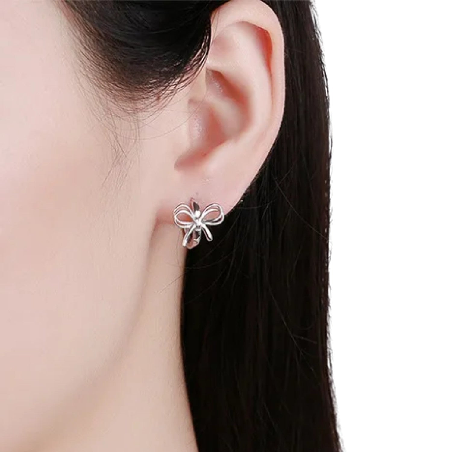 Women's Bow-Shaped Earrings Handcrafted 925 Sterling Silver