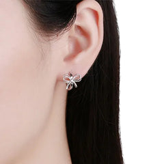 Women's Bow-Shaped Earrings Handcrafted 925 Sterling Silver