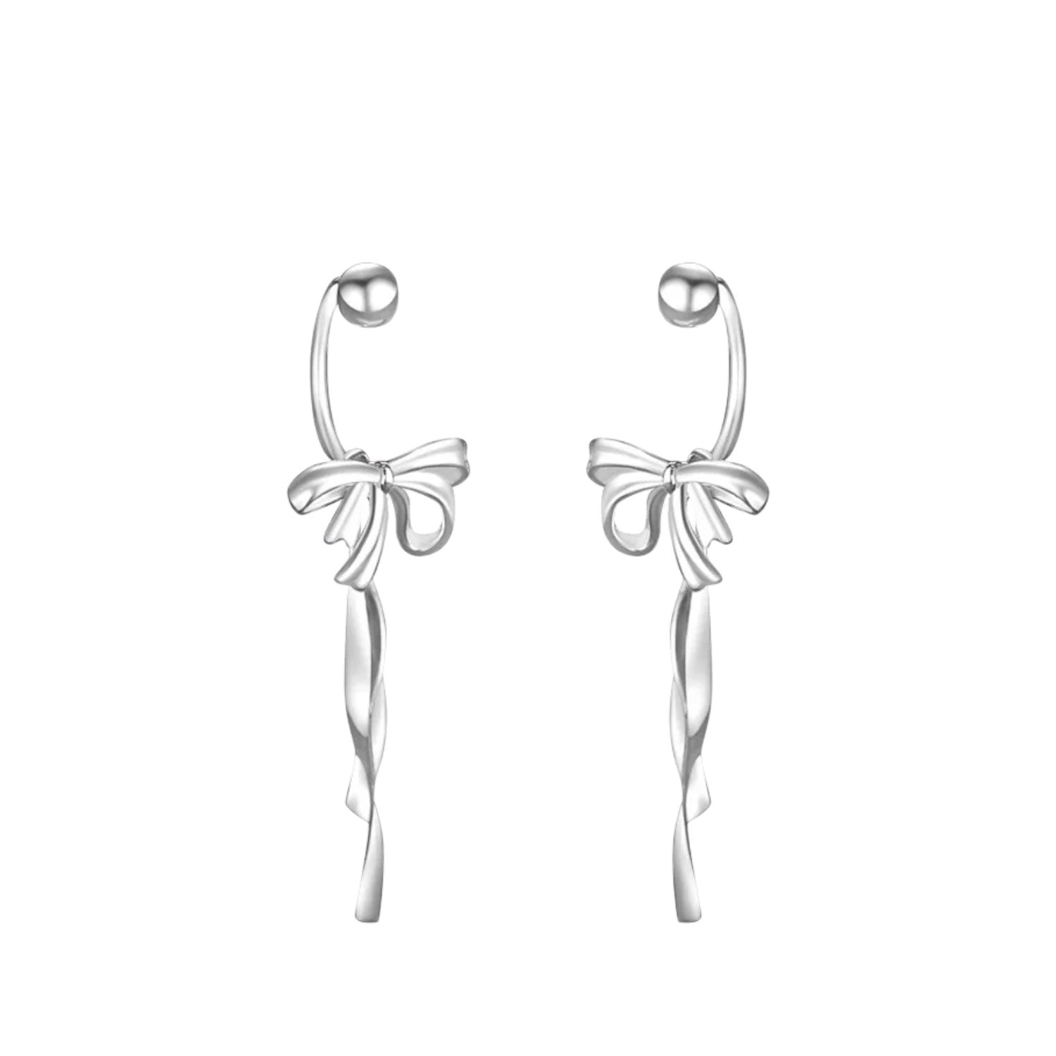 Women's Bow-Shaped Earrings Handcrafted 999 Fine Silver