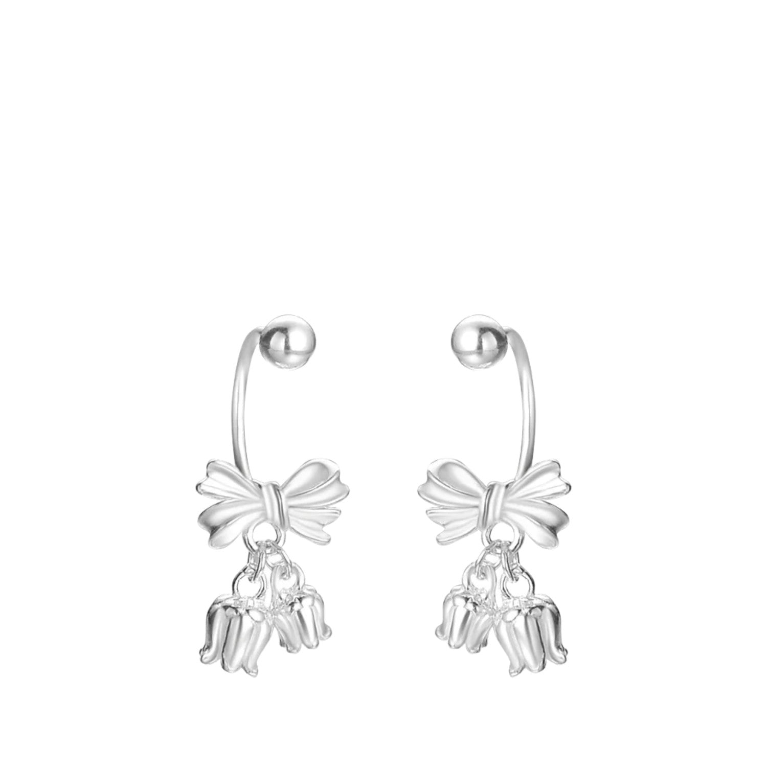Women's Bow-Shaped Earrings Handcrafted 999 Fine Silver