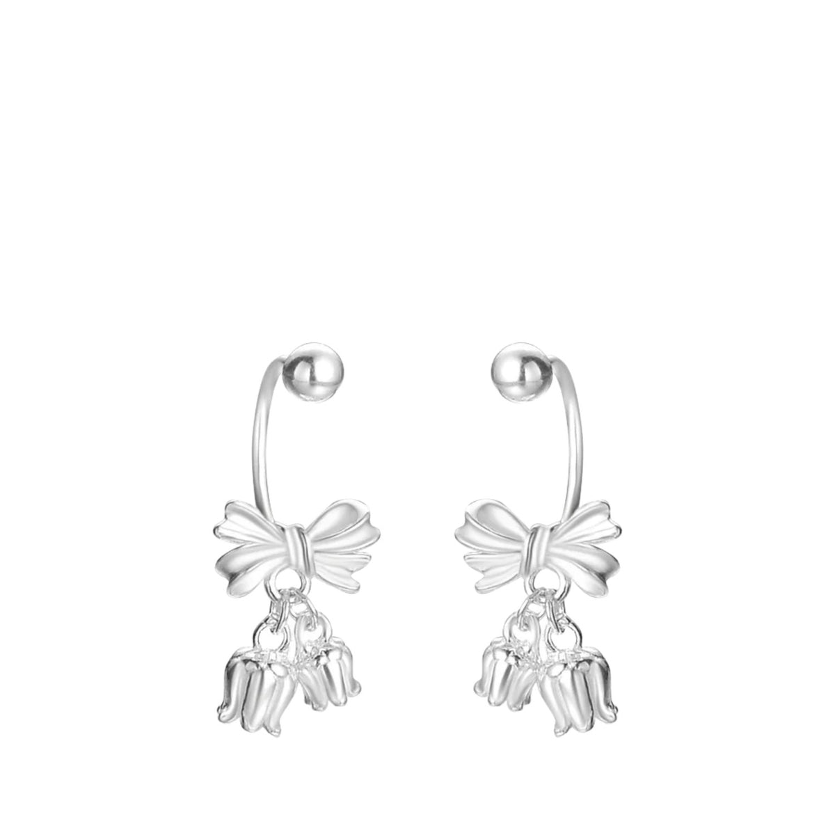 Women's Bow-Shaped Earrings Handcrafted 999 Fine Silver